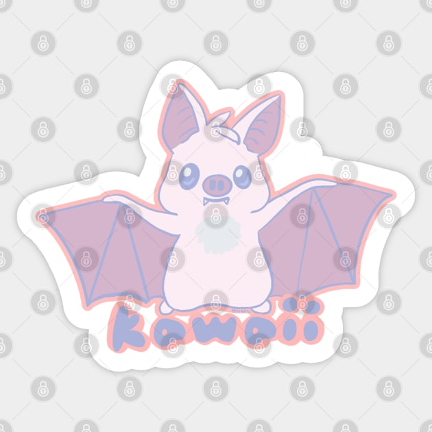 Kawaii Bat Sticker by moonehrules